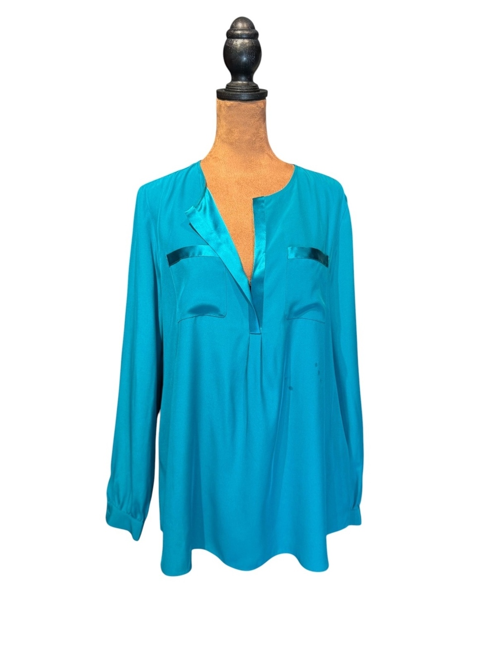 Lafayette 148 New York Silk Blouse in Vibrant Turquoise